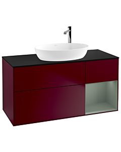 Villeroy und Boch Finion Villeroy und Boch Finion G952GMHB 120cm, cover plate black matt, Emotion, shelves olive matt lacquer, Peony Matt