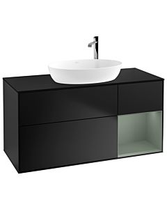 Villeroy und Boch Finion Villeroy und Boch Finion G952GMPD 120cm, cover plate black matt, Emotion, shelves olive matt lacquer, black matt lacquer