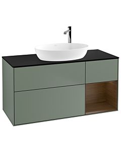 Villeroy und Boch Finion Villeroy und Boch Finion G952GNGM 120cm, cover plate black matt, Emotion, shelves Walnut Veneer , Olive Matt Lacquer