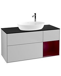 Villeroy und Boch Finion Waschtischunterschrank G952HBGJ 120cm, Abdeckplatte black matt, Emotion, Regale Peony matt lacquer, Light grey matt