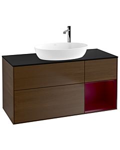 Villeroy und Boch Finion Villeroy und Boch G952HBGN 120cm, plaque de recouvrement noire mate, Emotion, étagères en laque matte Peony , placage noyer