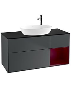 Villeroy und Boch Finion Waschtischunterschrank G952HBHG 120cm, Abdeckplatte black matt, Emotion, Regale Peony matt lacquer, Midnight Blue Matt Lacquer