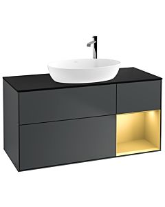 Villeroy und Boch Finion Villeroy und Boch Finion G952HFHG 120cm, cover plate black matt, Emotion, shelves gold matt lacquer, midnight Blue Matt Lacquer