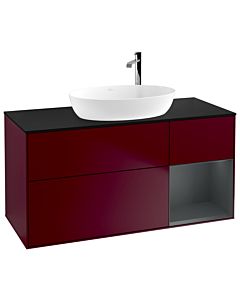 Villeroy und Boch Finion Villeroy und Boch Finion G952HGHB 120cm, cover plate black matt, Emotion, shelves Midnight matt lacquer, Peony Matt