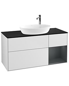 Villeroy und Boch Finion Waschtischunterschrank G952HGMT 120cm, Abdeckplatte black matt, Emotion, Regale Midnight matt lacquer, White matt lacquer