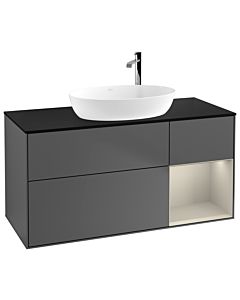 Villeroy und Boch Finion Villeroy und Boch Finion G952HHGK 120cm, cover plate black matt, Emotion, shelves sand matt lacquer, anthracite matt