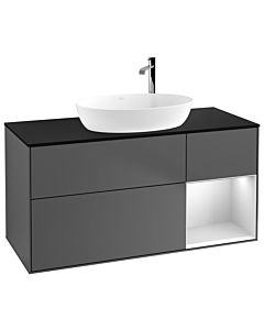 Villeroy und Boch Finion Villeroy und Boch Finion G952MTGK 120cm, cover plate black matt, Emotion, shelves white matt lacquer, anthracite matt
