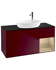 Villeroy und Boch Finion Waschtischunterschrank G952PCHB 120cm, Abdeckplatte black matt, Emotion, Regale Oak Veneer, Peony Matt