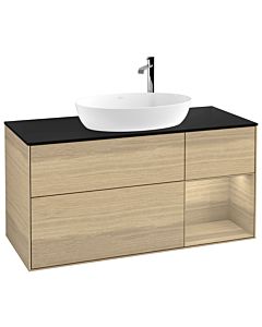 Villeroy und Boch Finion Waschtischunterschrank G952PCPC 120cm, Abdeckplatte black matt, Emotion, Regale Oak Veneer, Oak Veneer