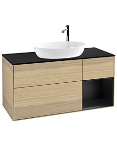 Villeroy und Boch Finion Villeroy und Boch G952PDPC 120cm, plaque de recouvrement noire mate, Emotion, étagères Oak Veneer noir mat, Oak Veneer