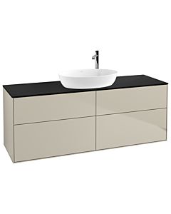 Villeroy und Boch Finion Waschtischunterschrank G97200HH 160x60,3cm, Emotion, Abdeckplatte black matt, Sand Matt Lacquer