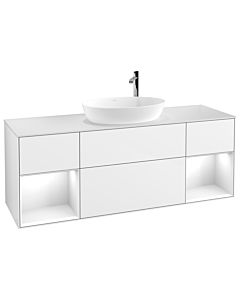 Villeroy und Boch Finion Villeroy und Boch Finion G981GFGF 160cm, cover plate white matt, Emotion, shelves Glossy white lacquer, Glossy white lacquer