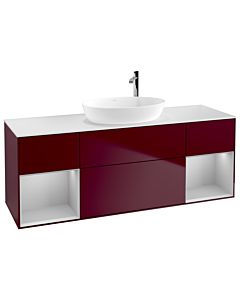 Villeroy und Boch Finion Villeroy und Boch G981GJHB 160cm, plaque de finition blanc mat, Emotion, étagères laqué gris clair mat, Peony Matt