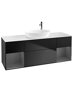 Villeroy und Boch Finion Villeroy und Boch Finion G981GKPD 160cm, cover plate white matt, Emotion, shelves anthracite matt lacquer, black matt lacquer