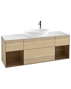 Villeroy und Boch Finion Waschtischunterschrank G981GNPC 160cm, Abdeckplatte white matt, Emotion, Regale Walnut Veneer, Oak Veneer