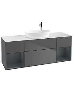 Villeroy und Boch Finion Villeroy und Boch G981HGGK 160cm, plaque de finition blanc mat, Emotion, étagères Laque mat minuit, Anthracite mat