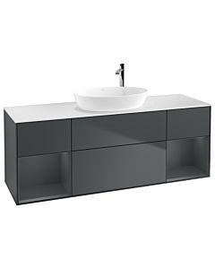 Villeroy und Boch Finion Waschtischunterschrank G981HGHG 160cm, Abdeckplatte white matt, Emotion, Regale Midnight matt lacquer, Midnight Blue Matt Lacquer