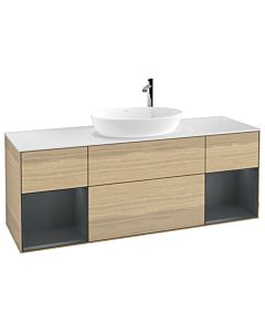 Villeroy und Boch Finion Villeroy und Boch Finion G981HGPC 160cm, cover plate white matt, Emotion, shelves Midnight matt lacquer, Oak Veneer