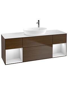 Villeroy und Boch Finion Villeroy und Boch Finion G981MTGN 160cm, cover plate white matt, Emotion, shelves white matt lacquer, walnut veneer