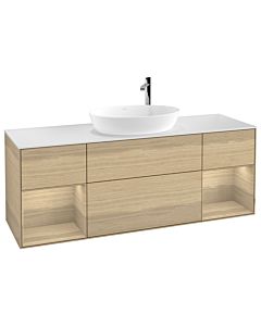 Villeroy und Boch Finion Waschtischunterschrank G981PCPC 160cm, Abdeckplatte white matt, Emotion, Regale Oak Veneer, Oak Veneer