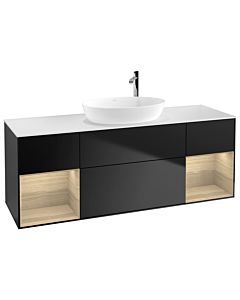 Villeroy und Boch Finion Villeroy und Boch G981PCPD 160cm, plaque de finition blanc mat, Emotion, étagères Oak Veneer , laqué noir mat
