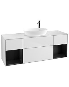 Villeroy und Boch Finion Villeroy und Boch Finion G981PDMT 160cm, cover plate white matt, Emotion, shelves black matt lacquer, white matt lacquer