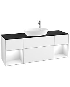 Villeroy und Boch Finion Villeroy und Boch Finion G982GFGF 160cm, cover plate black matt, Emotion, shelves Glossy white lacquer, Glossy white lacquer