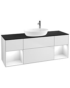 Villeroy und Boch Finion Villeroy und Boch Finion G982GFMT 160cm, cover plate black matt, Emotion, shelves Glossy white lacquer, White matt lacquer