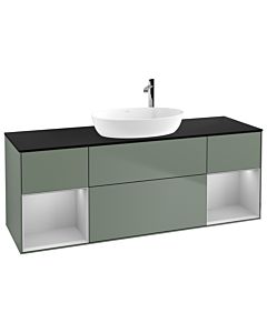 Villeroy und Boch Finion Villeroy und Boch G982GJGM 160cm, plaque de finition noir mat, Emotion, étagères Laque gris clair mat, Olive Matt Lacquer