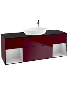 Villeroy und Boch Finion Villeroy und Boch G982GJHB 160cm, plaque de finition noir mat, Emotion, étagères Laque gris clair mat, Peony Matt