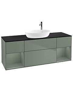 Villeroy und Boch Finion Villeroy und Boch Finion G982GMGM 160cm, cover plate black matt, Emotion, shelves olive matt lacquer, Olive Matt Lacquer