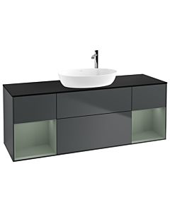 Villeroy und Boch Finion Villeroy und Boch Finion G982GMHG 160cm, cover plate black matt, Emotion, shelves olive matt lacquer, midnight Blue Matt Lacquer