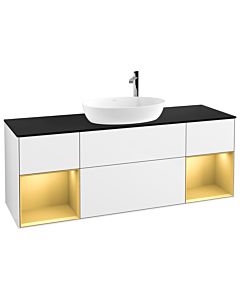 Villeroy und Boch Finion Villeroy und Boch Finion G982HFGF 160cm, cover plate black matt, Emotion, shelves gold matt lacquer, glossy white lacquer