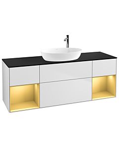Villeroy und Boch Finion Villeroy und Boch Finion G982HFMT 160cm, cover plate black matt, Emotion, shelves gold matt lacquer, white matt lacquer