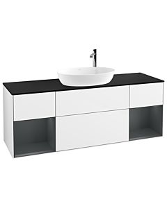 Villeroy und Boch Finion Villeroy und Boch Finion G982HGGF 160cm, cover plate black matt, Emotion, shelves Midnight matt lacquer, Glossy white lacquer