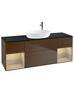 Villeroy und Boch Finion G982PCGN 160cm, plaque de recouvrement noir mat, emotion, étagères Oak Veneer , placage Oak Veneer