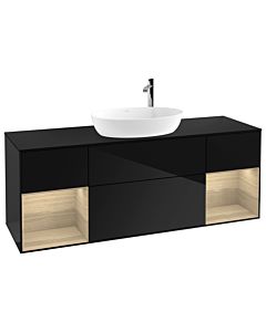Villeroy und Boch Finion Villeroy und Boch G982PCPH 160cm, plaque de finition noir mat, émotion, étagères Oak Veneer , Glossy Black Lacquer