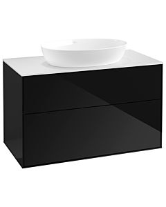 Villeroy und Boch Finion Waschtischunterschrank GA0100PH 100x60,3cm, Emotion, Abdeckplatte white matt, Glossy Black Lacquer