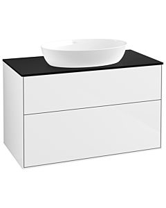 Villeroy und Boch Finion Waschtischunterschrank GA0200GF 100x60,3cm, Emotion, Abdeckplatte black matt, Glossy white lacquer