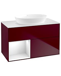 Villeroy und Boch Finion Villeroy und Boch GA11GFHB 100cm, plaque de recouvrement blanc mat, Emotion, étagères Laque blanche brillante, Peony Matt