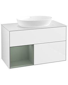 Villeroy und Boch Finion Villeroy und Boch Finion GA11GMGF 100cm, cover plate white matt, Emotion, shelves olive matt lacquer, glossy white lacquer