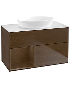 Villeroy und Boch Finion GA11GNGN 100cm, plateau blanc mat, emotion, étagères Walnut Veneer , placage Walnut Veneer