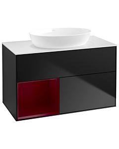 Villeroy und Boch Finion Villeroy und Boch Finion GA11HBPD 100cm, cover plate white matt, Emotion, shelves Peony matt lacquer, black matt lacquer