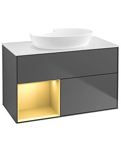 Villeroy und Boch Finion Villeroy und Boch Finion GA11HFGK 100cm, cover plate white matt, Emotion, shelves gold matt lacquer, anthracite matt