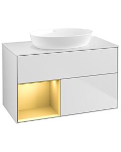 Villeroy und Boch Finion Villeroy und Boch Finion GA11HFMT 100cm, cover plate white matt, Emotion, shelves gold matt lacquer, white matt lacquer
