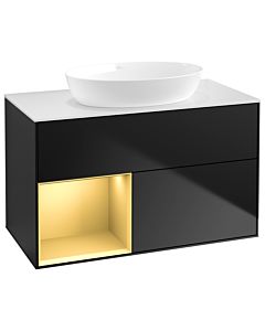 Villeroy und Boch Finion Villeroy und Boch Finion GA11HFPD 100cm, cover plate white matt, Emotion, shelves gold matt lacquer, black matt lacquer