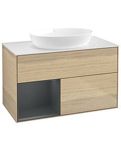 Villeroy und Boch Finion Villeroy und Boch Finion GA11HGPC 100cm, cover plate white matt, Emotion, shelves Midnight matt lacquer, Oak Veneer