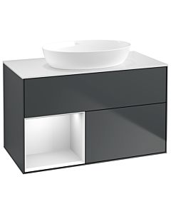 Villeroy und Boch Finion Waschtischunterschrank GA11MTHG 100cm, Abdeckplatte white matt, Emotion, Regale White matt lacquer, Midnight Blue Matt Lacquer