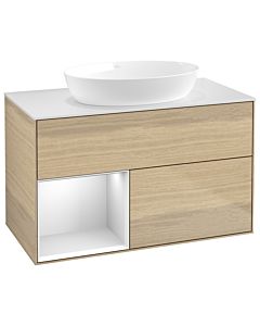 Villeroy und Boch Finion Villeroy und Boch Finion GA11MTPC 100cm, cover plate white matt, Emotion, shelves white matt lacquer, Oak Veneer