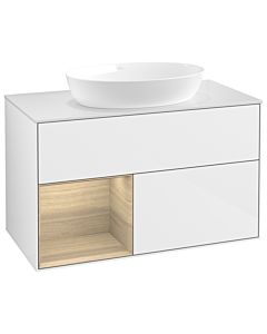 Villeroy und Boch Finion Villeroy und Boch Finion GA11PCGF 100cm, cover plate white matt, Emotion, shelves Oak Veneer , glossy white lacquer